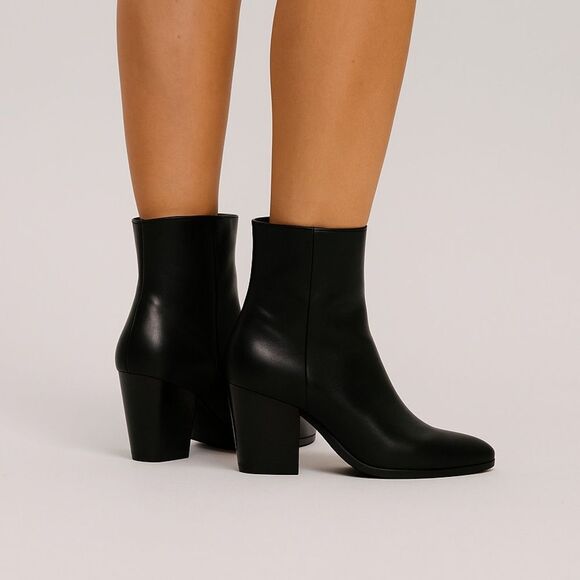 Nine West Leather Ankle Boots Black Size 7 - Picture 1 of 6